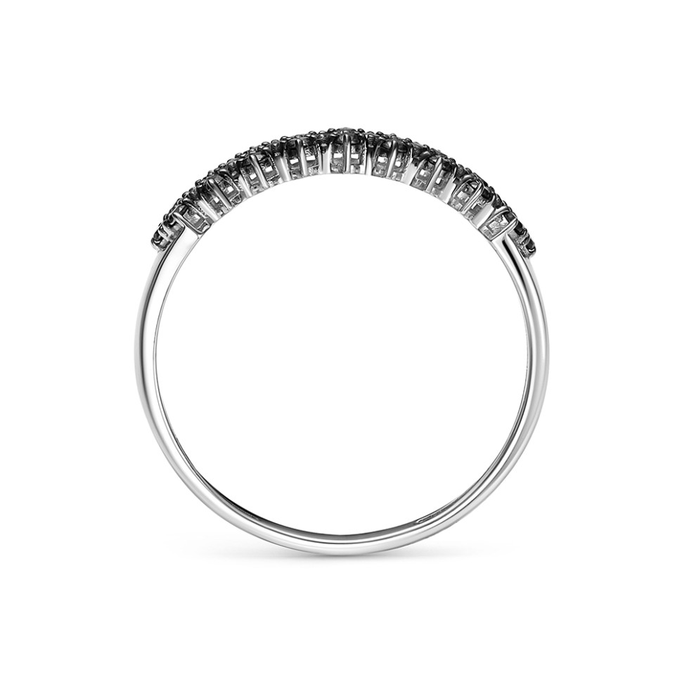 Кольцо из белого золота с чёрными бриллиантами (062968)