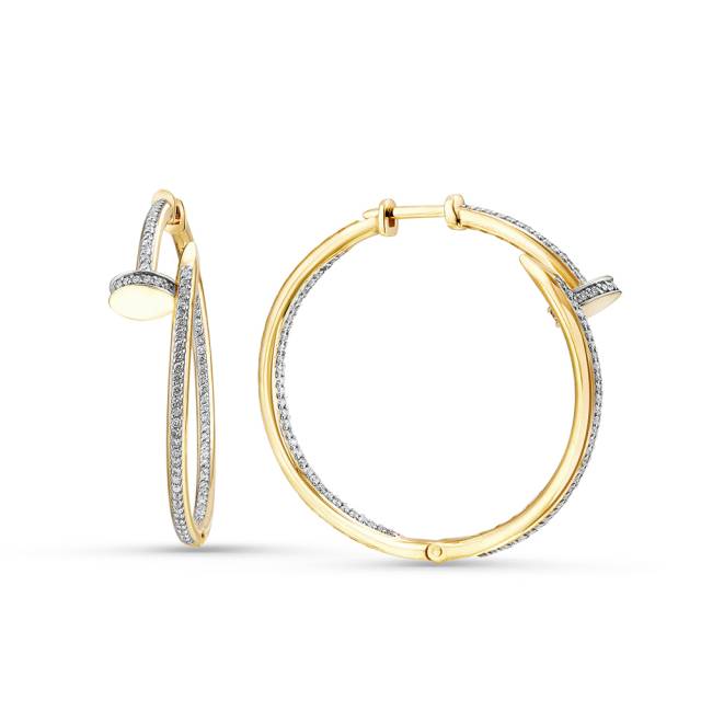 Серьги конго из жёлтого золота с бриллиантами (060907)