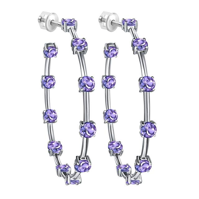 Серьги конго из белого золота с танзанитами (063980)