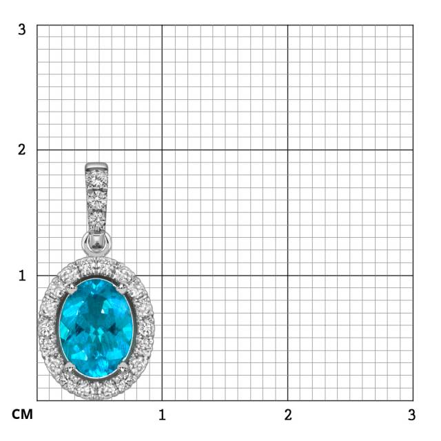 Кулон из белого золота с бриллиантами и топазом (058823)