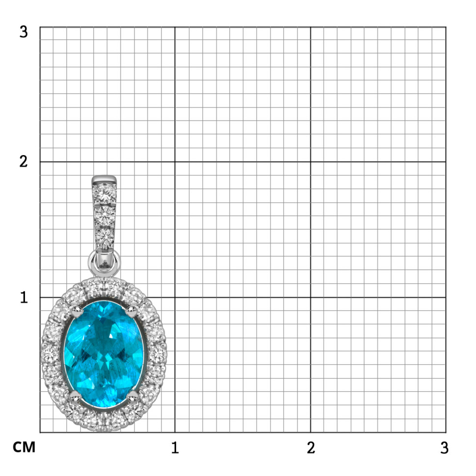 Кулон из белого золота с бриллиантами и топазом (058823)