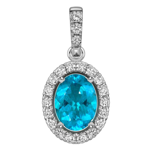 Кулон из белого золота с бриллиантами и топазом (058823)