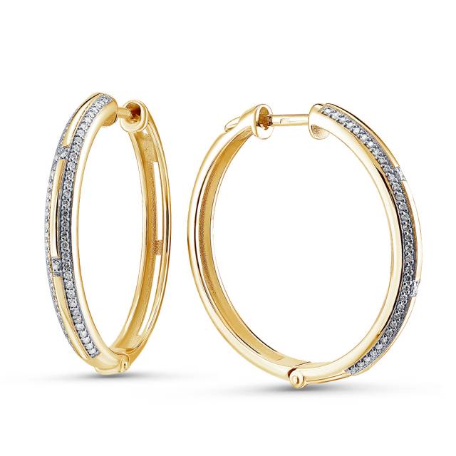 Серьги конго из жёлтого золота с бриллиантами (052988)