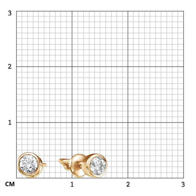 Серьги пусеты из красного золота с бриллиантами (031623)