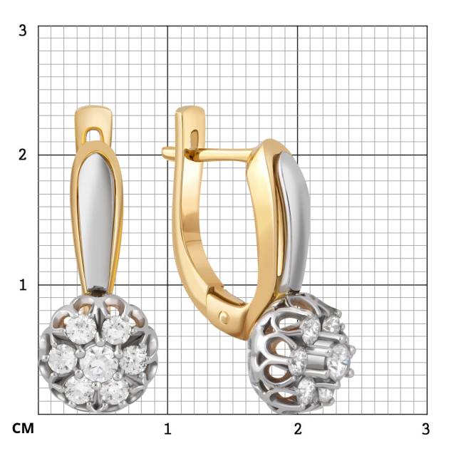 Серьги из комбинированного золота с бриллиантами (042991)