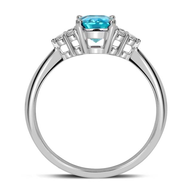 Кольцо из белого золота с бриллиантами и апатитом (061127)