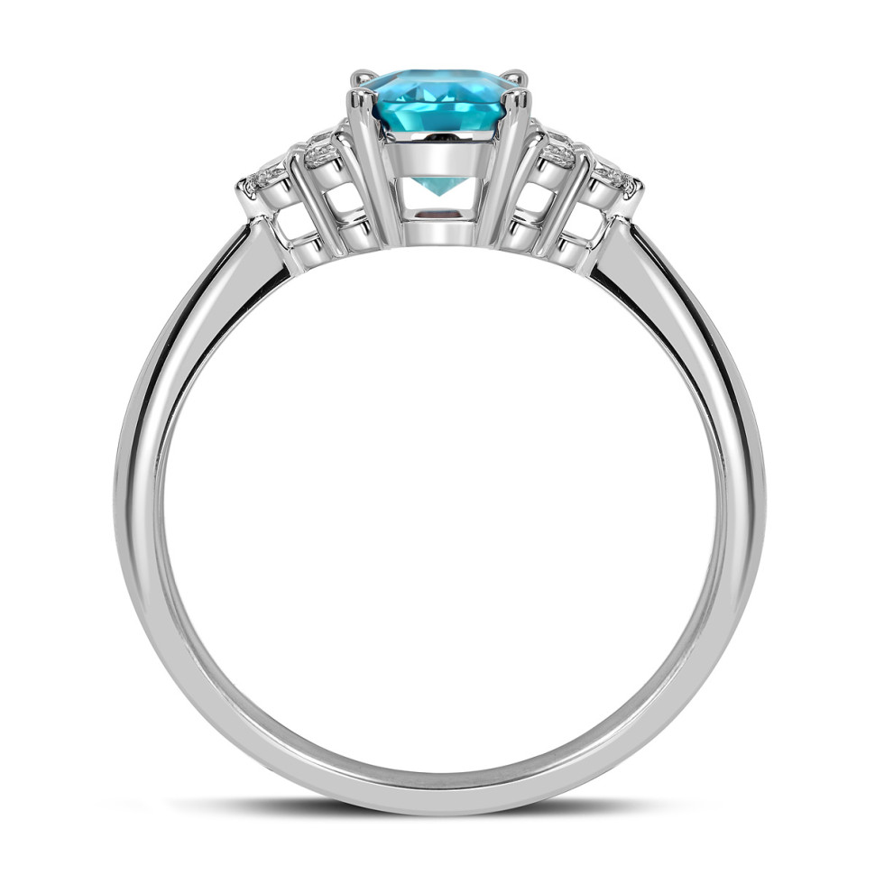 Кольцо из белого золота с бриллиантами и апатитом (061127)