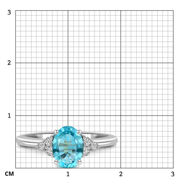 Кольцо из белого золота с бриллиантами и апатитом (061127)