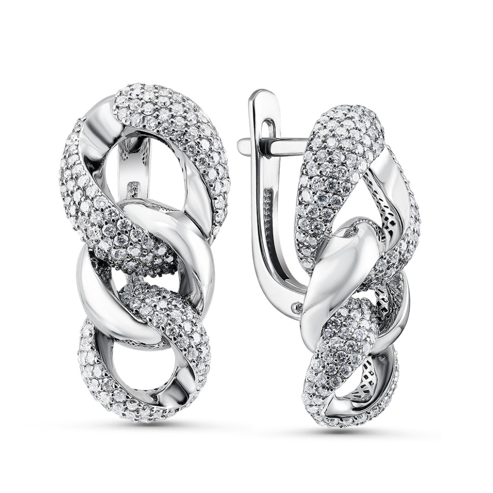 Серьги из белого золота с бриллиантами (050052)