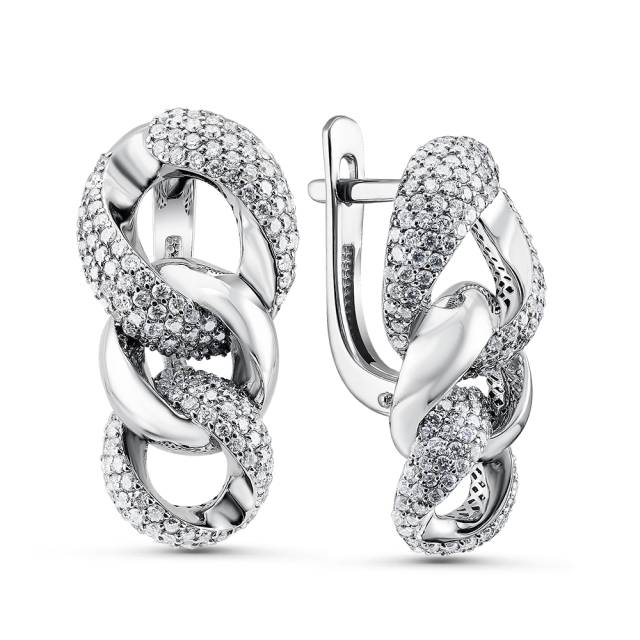 Серьги из белого золота с бриллиантами (050052)