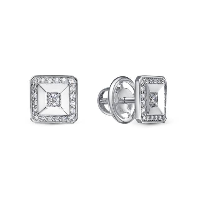 Серьги пусеты из платины с бриллиантами (057997)