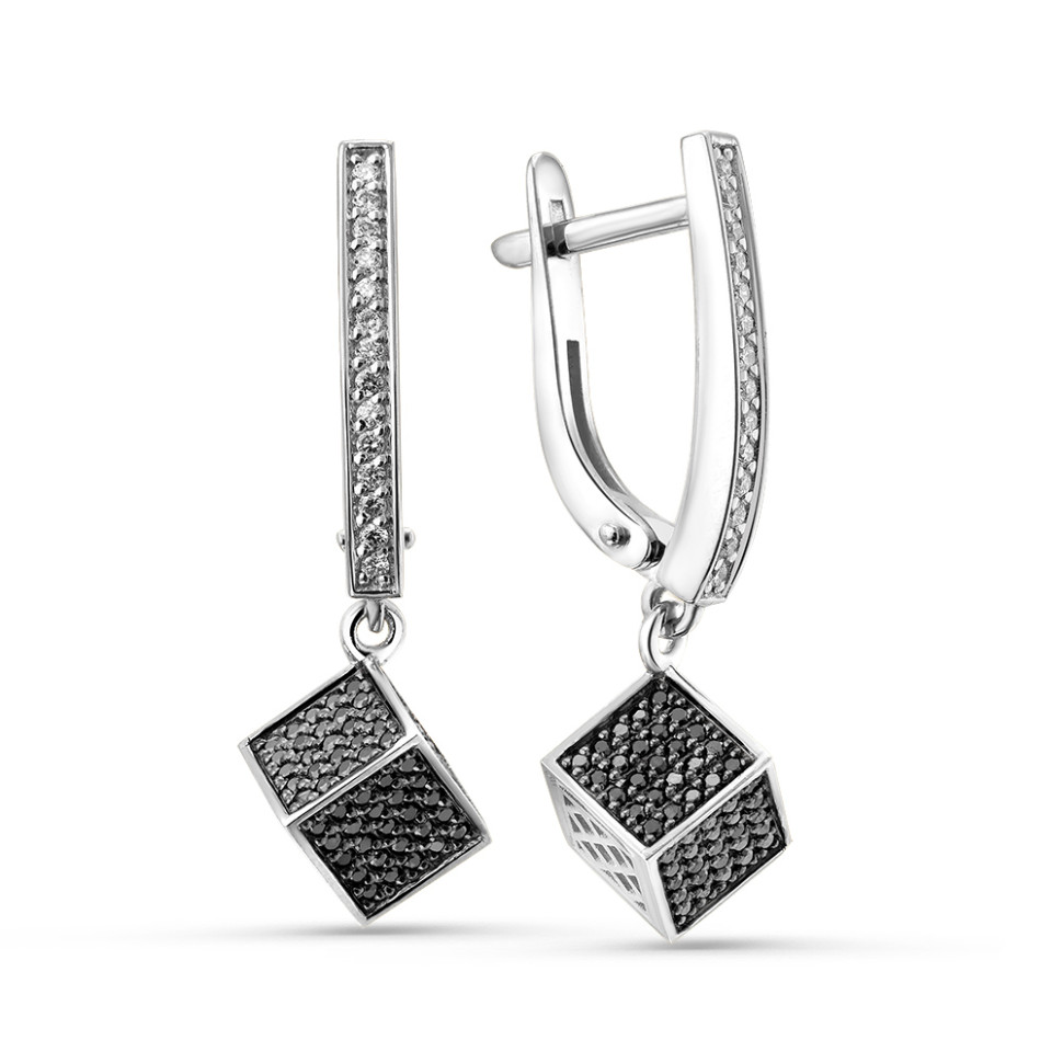 Серьги из белого золота с бриллиантами (060106)