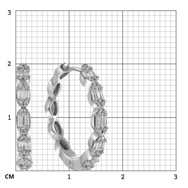 Серьги конго из белого золота с бриллиантами  (059103)