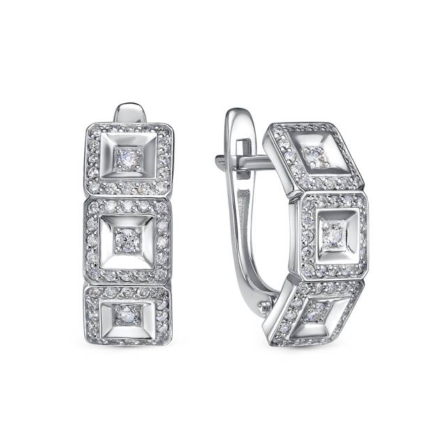 Серьги из платины с бриллиантами (057982)