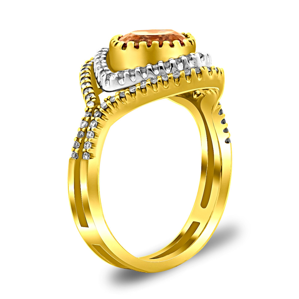 Кольцо из жёлтого золота с бриллиантами и цитрином (022200)