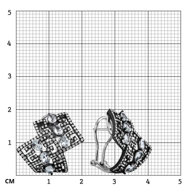 Серьги из белого золота с бриллиантами и кварцем (012462)