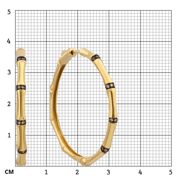 Серьги конго из жёлтого золота с коричневыми бриллиантами (050130)