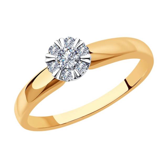 Помолвочное кольцо из красного золота с бриллиантами (046774)