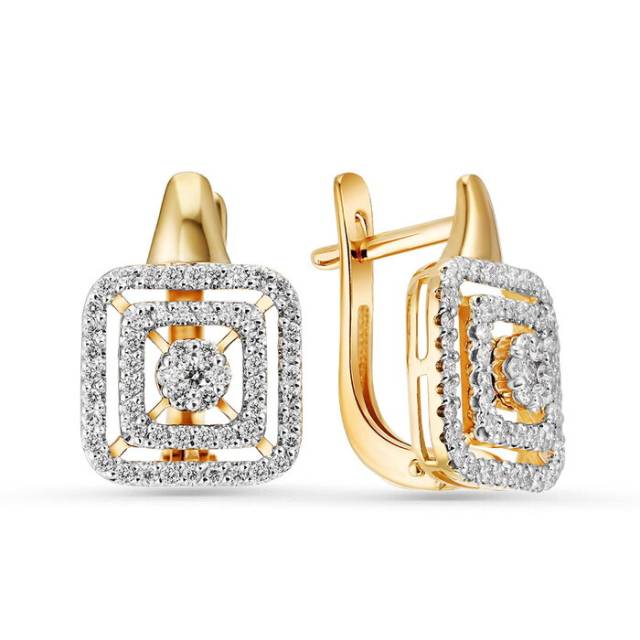 Серьги из жёлтого золота с бриллиантами (057634)