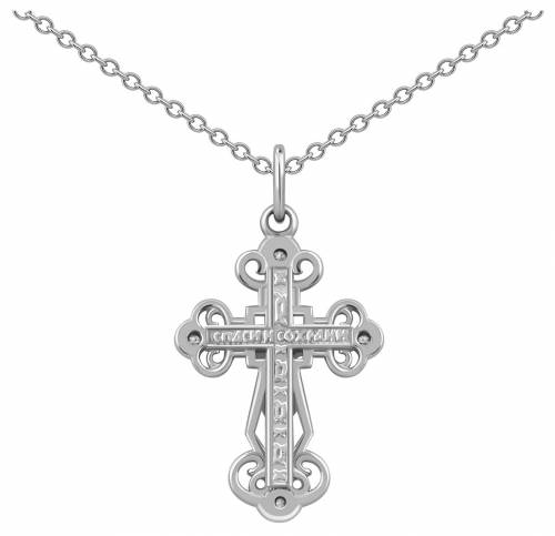 Кулон крест из платины с бриллиантами