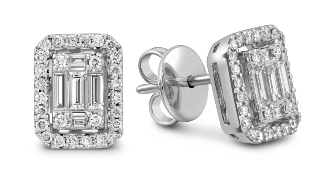 Серьги пусеты из белого золота с бриллиантами "Crivelli" (051799)