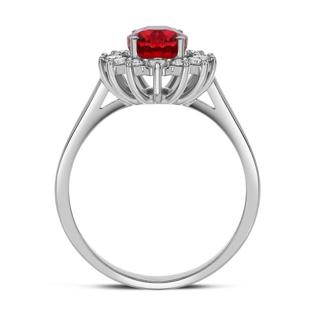 Кольцо из белого золота с бриллиантами и рубином (046082)
