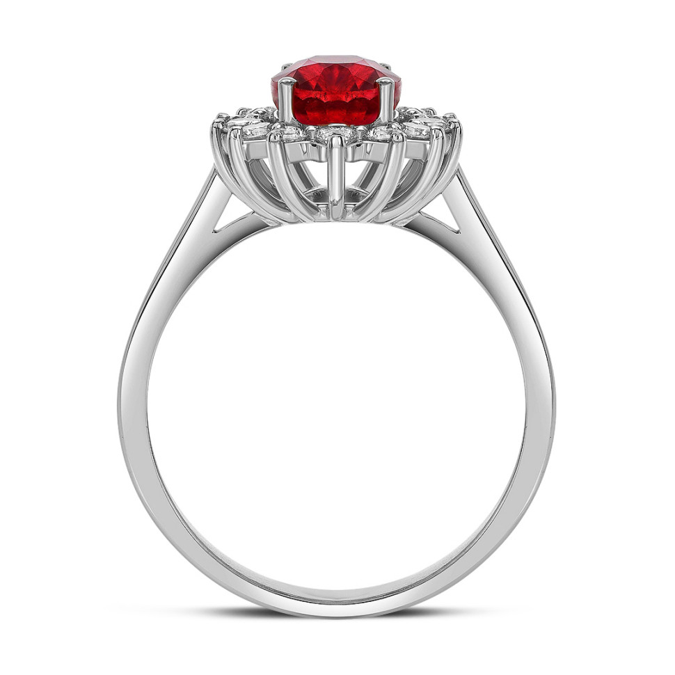 Кольцо из белого золота с бриллиантами и рубином (046082)