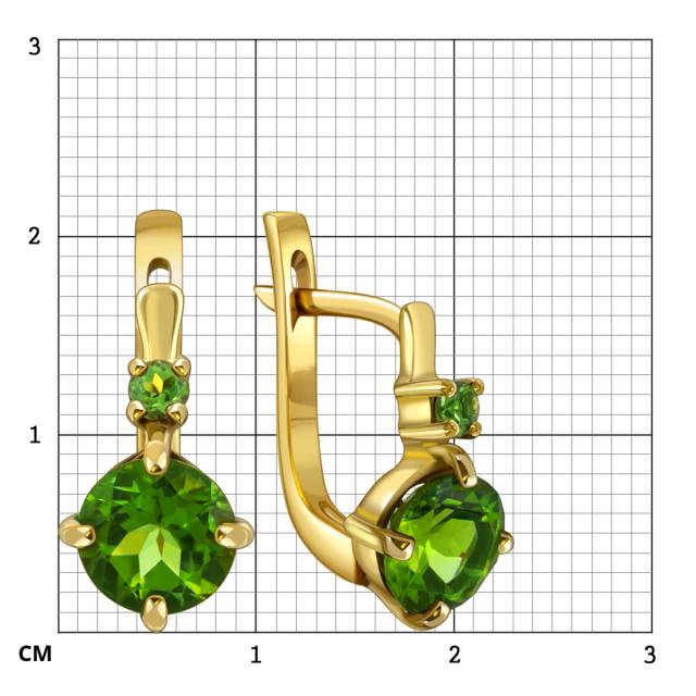 Серьги из жёлтого золота с хризолитами (021913)