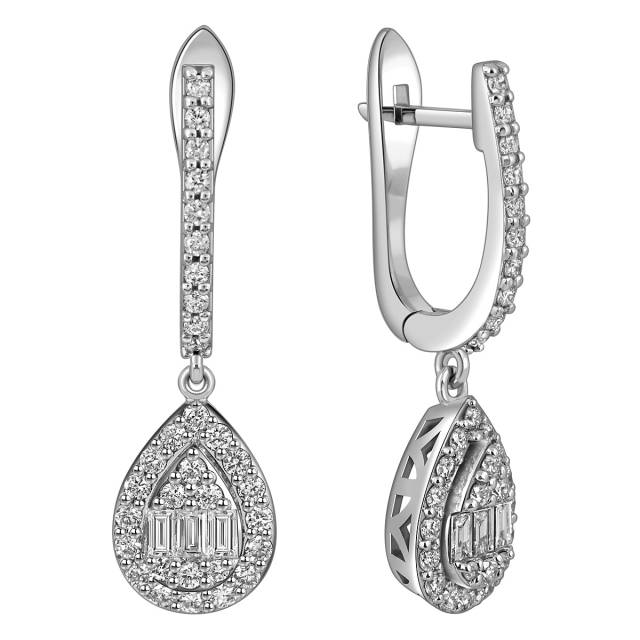 Серьги из белого золота с бриллиантами (055569)