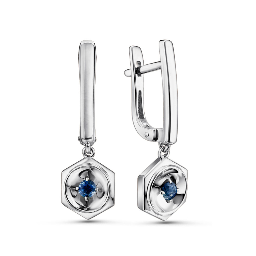 Серьги из белого золота с сапфирами (052984)