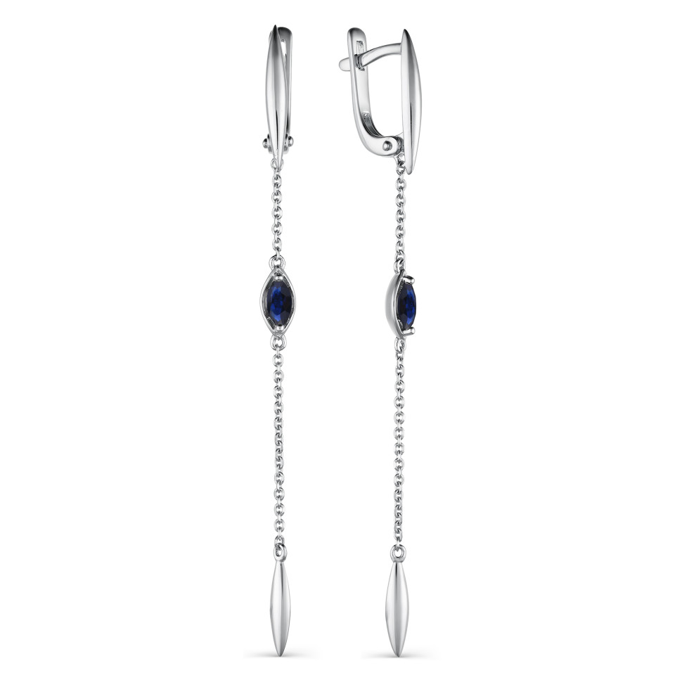 Серьги из белого золота с сапфирами (049984)