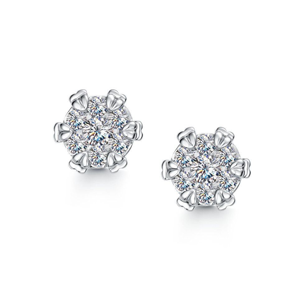 Серьги пусеты из белого золота с бриллиантами (053707)