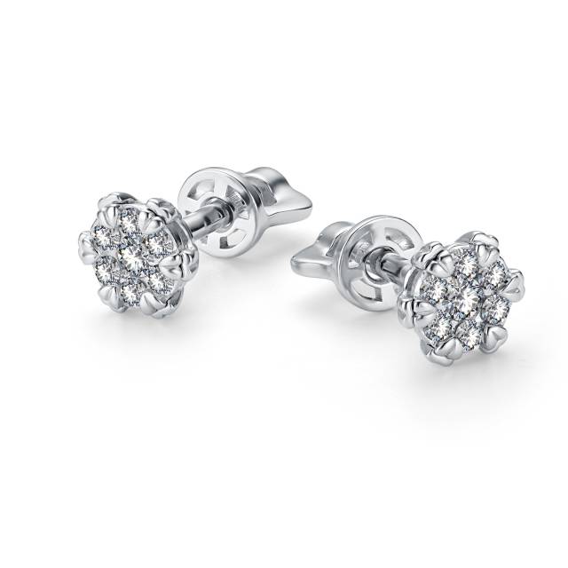 Серьги пусеты из белого золота с бриллиантами (053707)