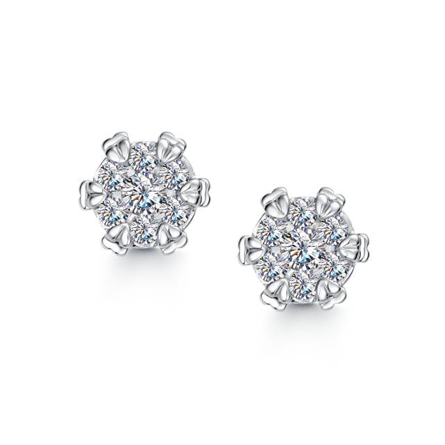 Серьги пусеты из белого золота с бриллиантами (053707)