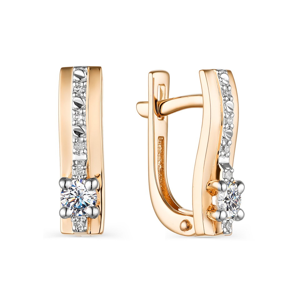 Серьги из красного золота с бриллиантами (042615)