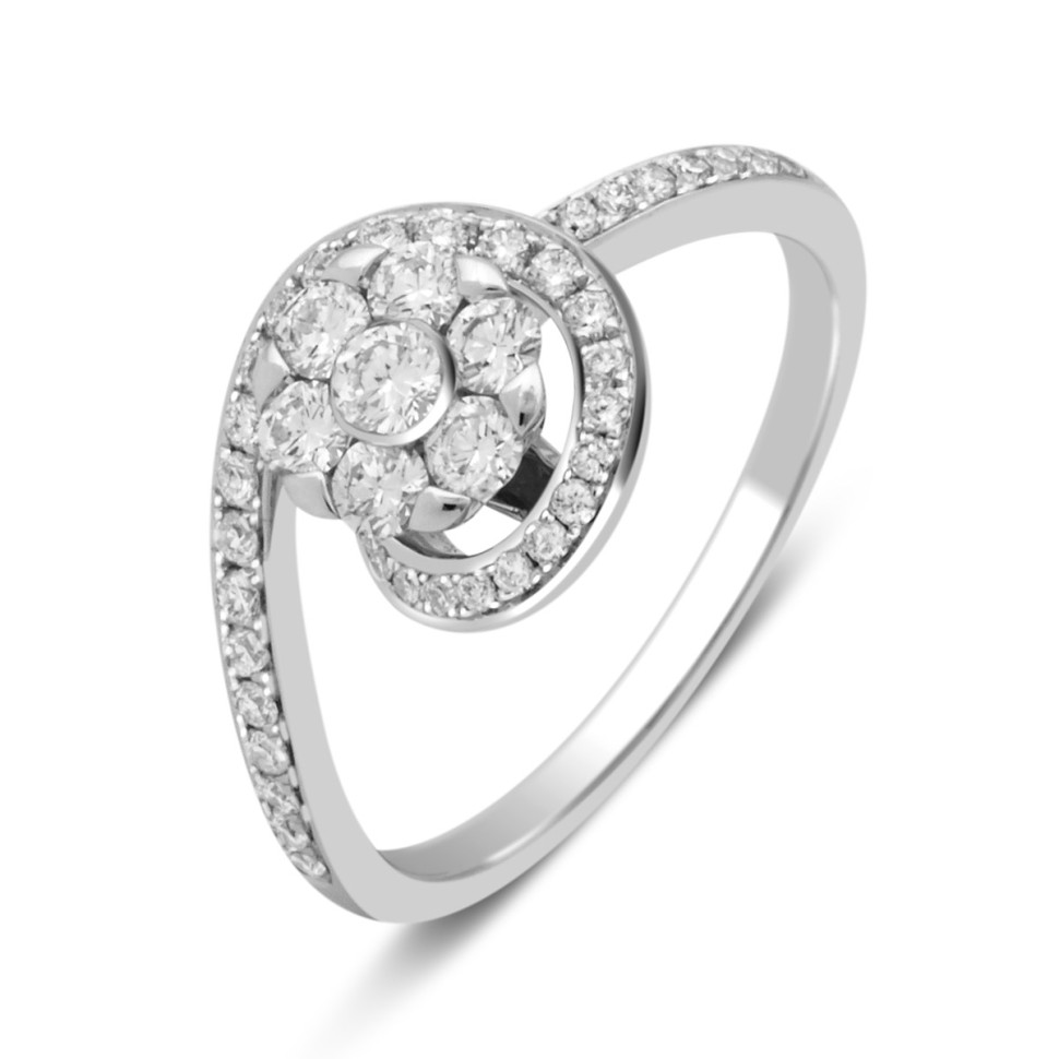 Кольцо из белого золота с бриллиантами (032143)