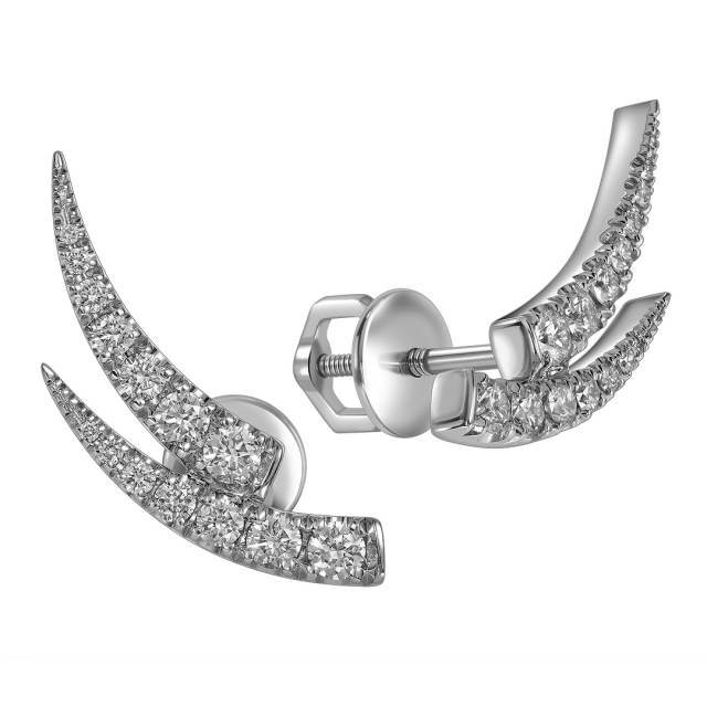 Серьги пусеты из белого золота с бриллиантами (063639)