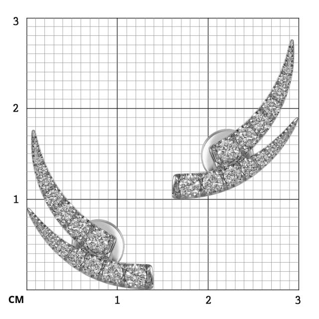 Серьги пусеты из белого золота с бриллиантами (063639)