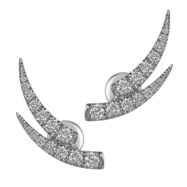 Серьги пусеты из белого золота с бриллиантами (063639)