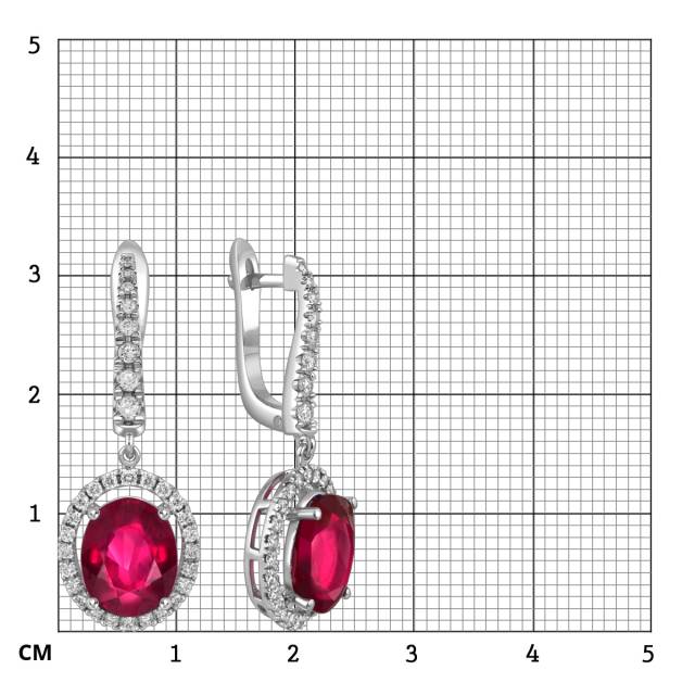 Серьги из белого золота с бриллиантами и рубинами (058443)