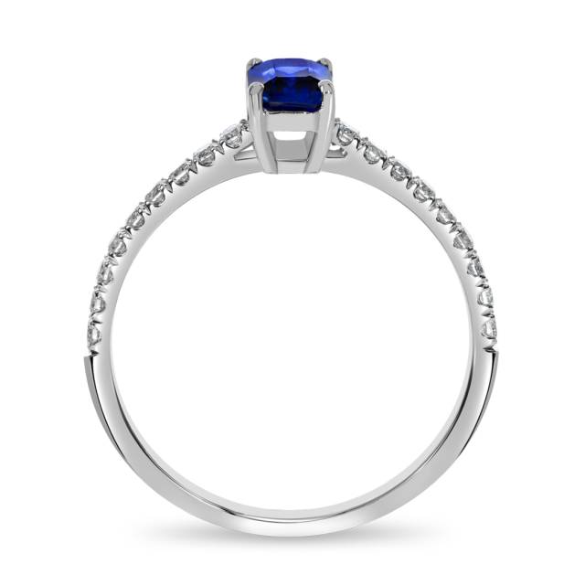 Кольцо из белого золота с бриллиантами и сапфиром (058536)