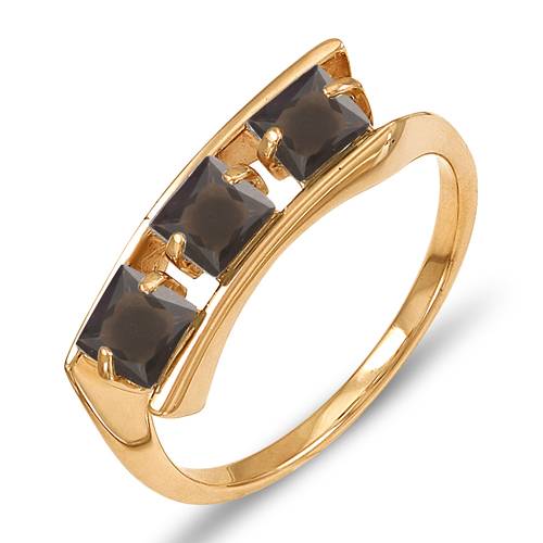 Кольцо из красного золота с раухтопазами (043586)