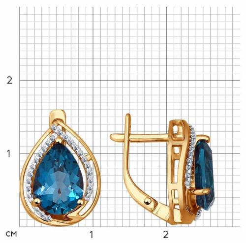 Серьги из красного золота с топазами и фианитами