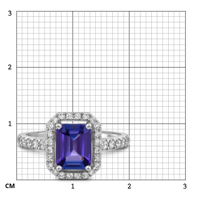 Кольцо из белого золота с бриллиантами и танзанитом (050552)