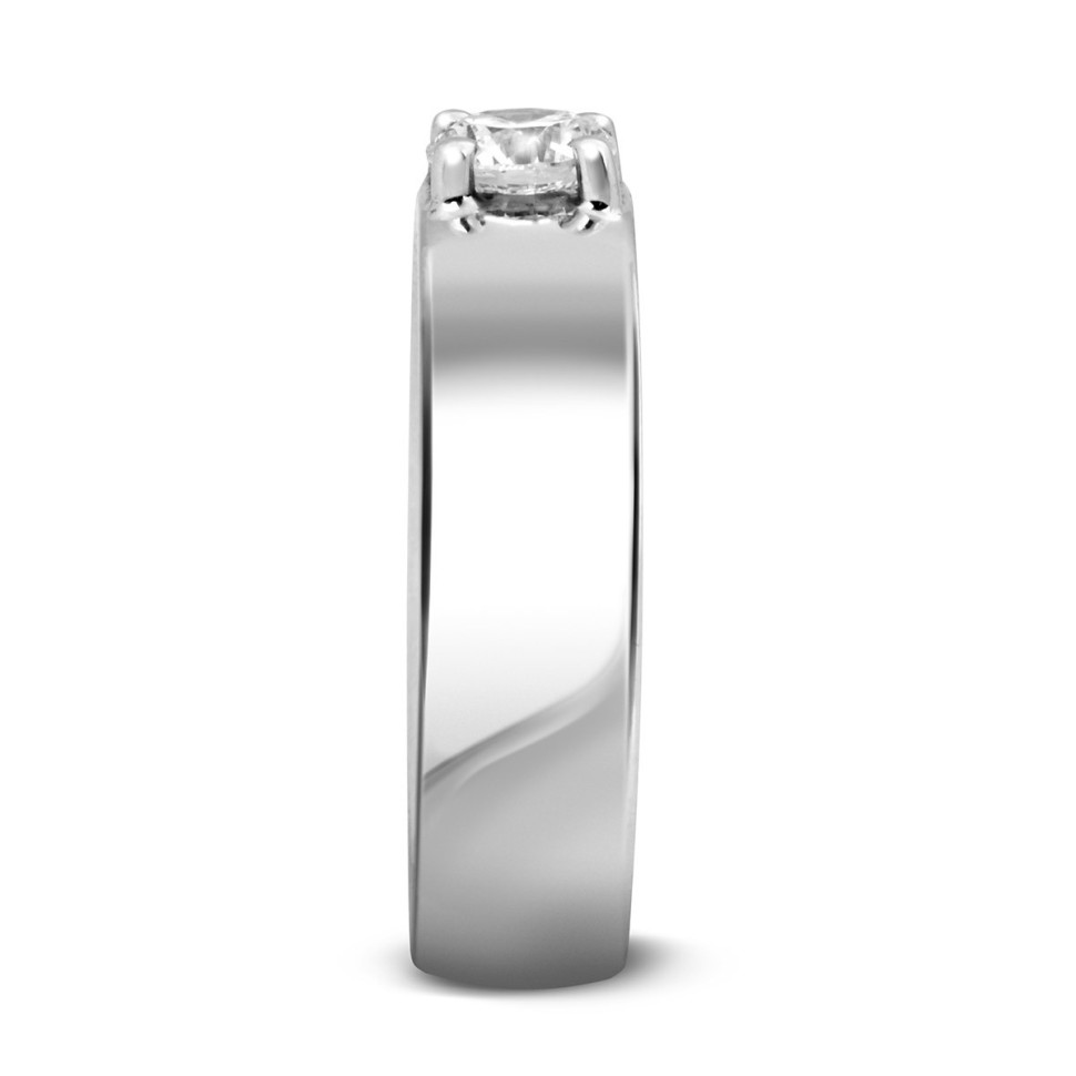 Обручальное кольцо с 1 бриллиантом из белого золота (002029)