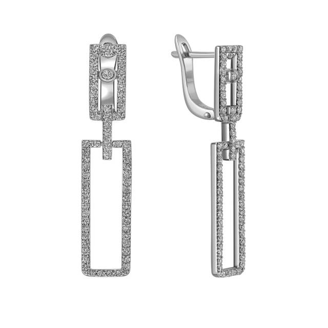 Серьги из белого золота с бриллиантами (063706)
