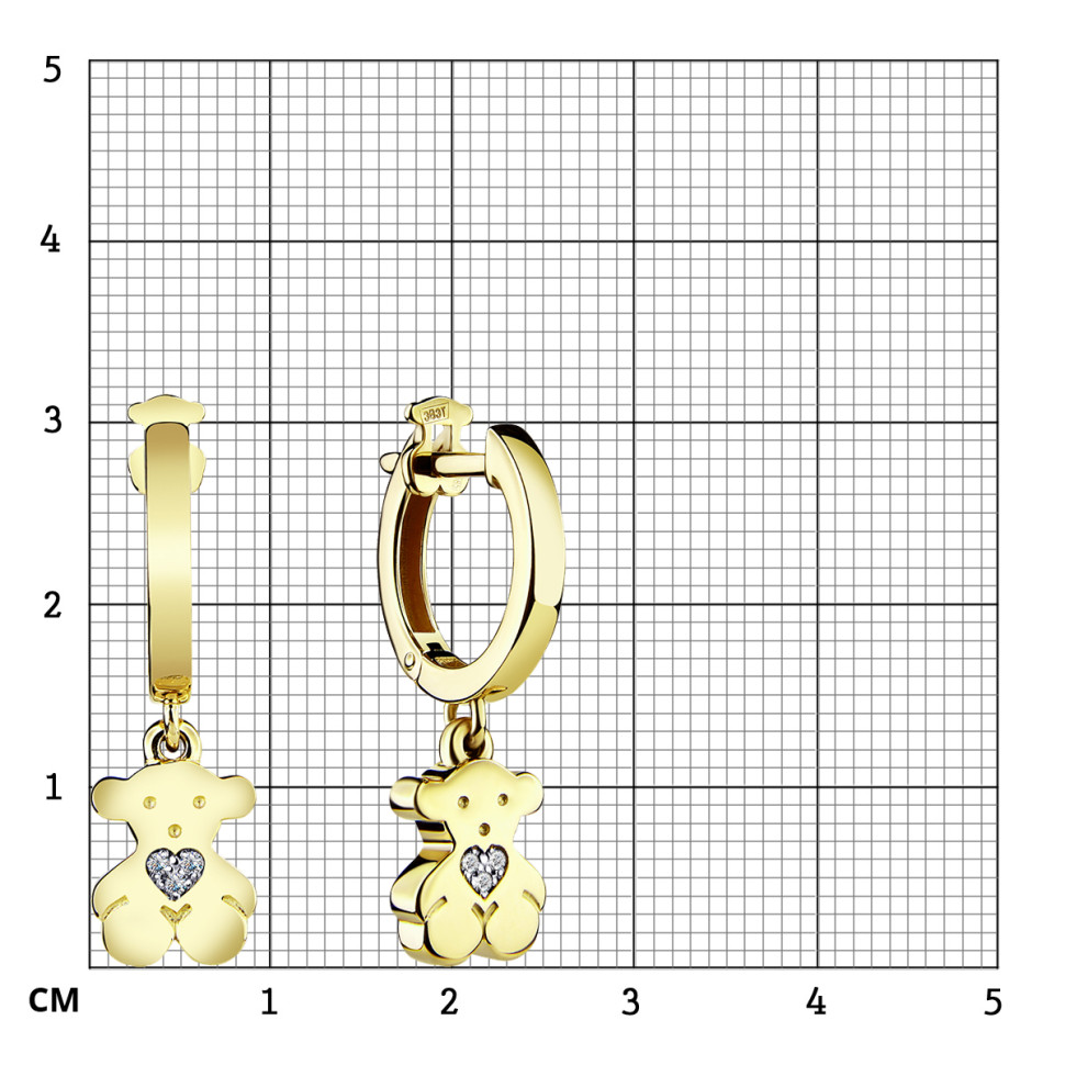 Серьги из жёлтого золота с бриллиантами (057491)