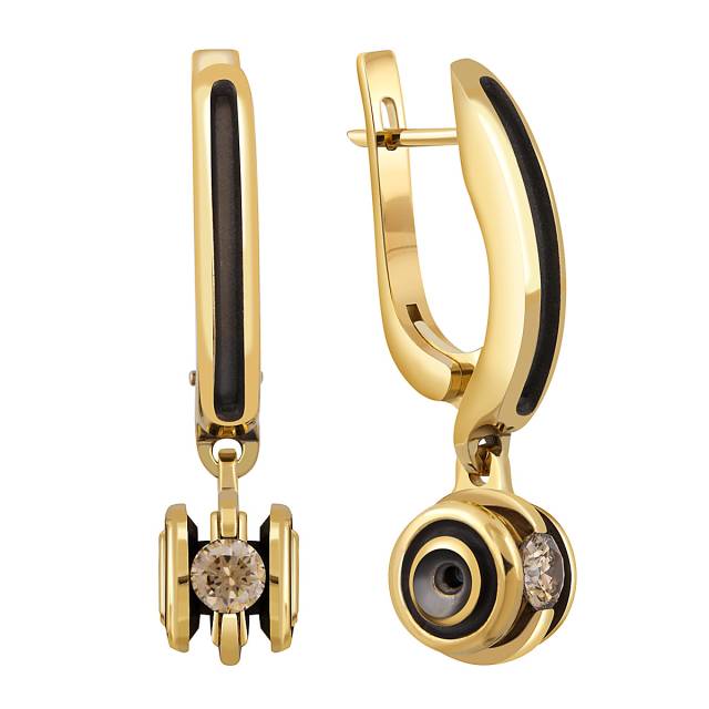 Серьги из жёлтого золота с бриллиантами (048076)