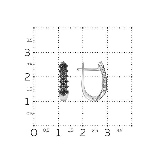 Серьги  из белого золота с чёрными бриллиантами (062973)