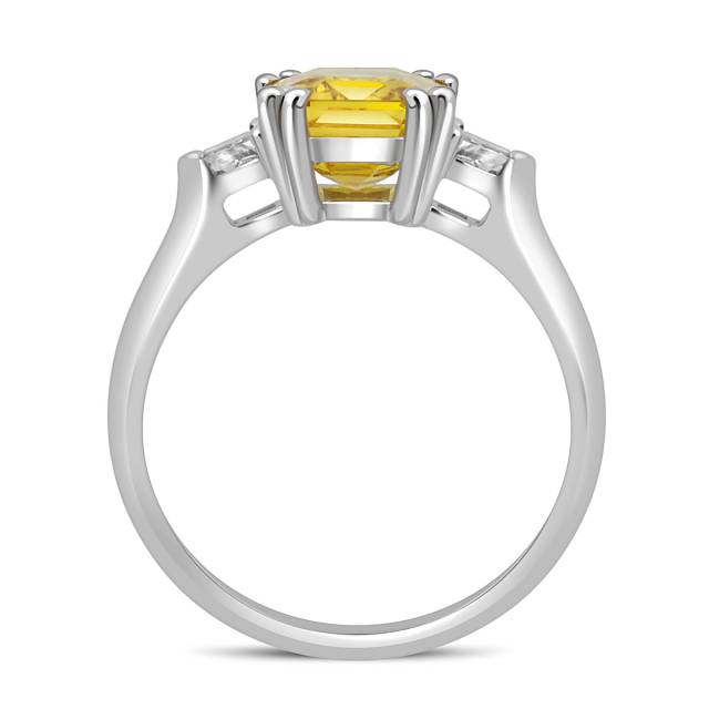 Кольцо из белого золота с бриллиантами и жёлтым сапфиром (048458)